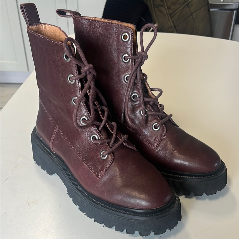 Madewell Burgundy Lace-Up Boots